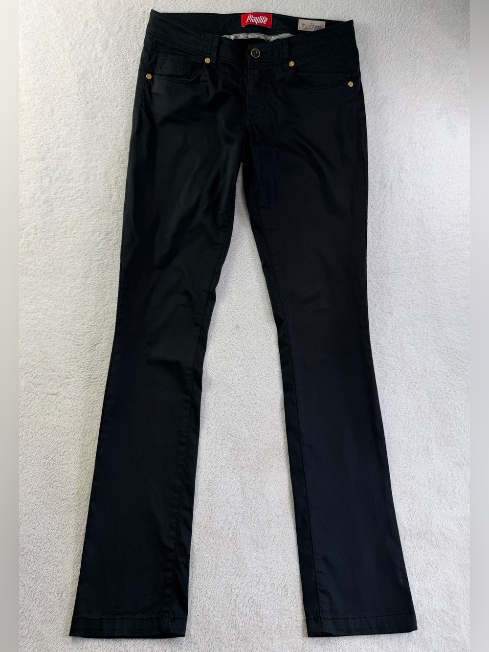 Playlife Peggy Skinny Jeans Womens 30x32 Black Low Rise Stretch Y2K Benetton